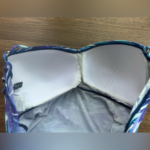 LAUREN RALPH LAUREN Blue Abstract Tankini Two Piece Swimsuit | Size XL 14 / 16 - Picture 6 of 15